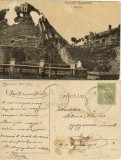 CP1974N &Uuml;dv&ouml;zlet Gyimesről, V&aacute;rrom, kiadja Bermann Volf, Gyimes, carte poștală circulată Ghelari, destinatar farmacist Latzina Vilmos, 1910