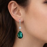 Cercei Dama Clara Eleganti Argintiu Verde Cristal Tortita Metal Fashion