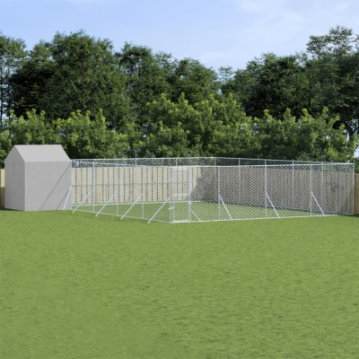 vidaXL Padoc exterior cu acoperiș argintiu 10x10x2,5 m oțel galvanizat foto