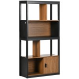 HOMCOM Biblioteca moderna cu 4 niveluri si rafturi de depozitare, nuc maro | Aosom Romania