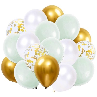 Set 50 baloane pentru petrecere, 40cm, alb, auriu, verde menta Household NewTrend foto