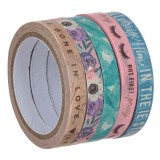 Benzi Adezive Washi, Model Multicolor, Lungime 5m, Lățime 6mm, Set 5 Bucăți, Oem