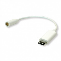 Adaptor audio USB-C la jack 3.5mm T-M 0.13m Alb, Roline 12.03.3213 foto