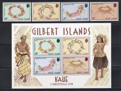 Gilbert 1978 - Crăciun - Kaue (Decorațiuni tradiționale), Serie + Bloc, MNH foto