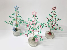 Reducere! Braduti decor Craciun, brad unicat margele, brazi handmade