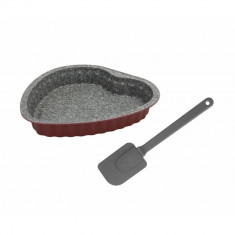 Set forma de copt inimioara + spatula Sweet Cherry, Tognana, 24 cm, otel carbon/plastic