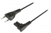 Cablu Alimentare Valueline, Euro Tata - 2 Pini in Unghi, 3m, 230V, Cupru, PVC, Negru