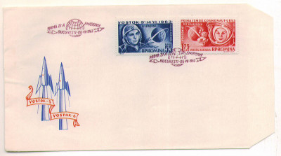 1963 Romania FDC Cosmonautica Vostok 5 si 6 LP 563 foto