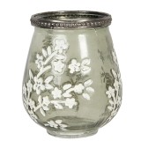 Cumpara ieftin Vaza flori sticla verde alba &Oslash; 9x11 cm