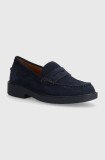 Geox mocasini din piele intoarsa D SPHERICA EC1 A femei, culoarea albastru marin, cu toc plat, D25QRA 00022 C4692