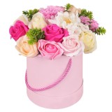 Cutie decorativa cu flori artificiale elegante Ruhhy, roz, 23 cm