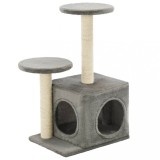 Cumpara ieftin Ansamblu pisici cu stalpi din funie de sisal, gri, 60 cm