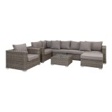 Set mobilier de grădină Calvi, polyrattan, gri kubu