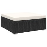 vidaXL Taburet modular, 1 buc., negru, poliratan, cu pernă