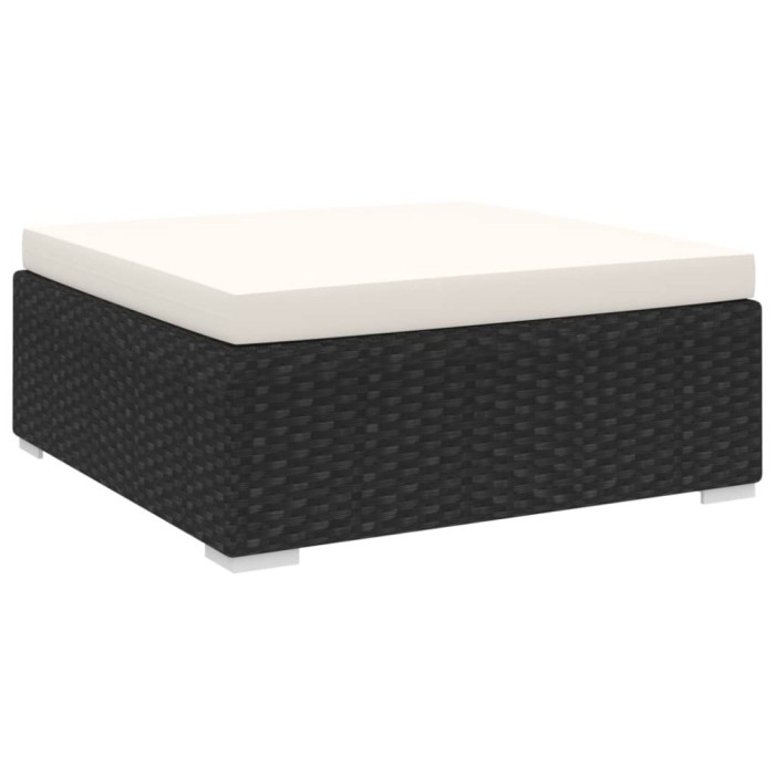 vidaXL Taburet modular, 1 buc., negru, poliratan, cu pernă