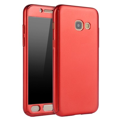 Husa 360&amp;deg; Matte Full Protection - Samsung Galaxy A3 2017 - Rosu - (fata + spate + geam sticla) foto