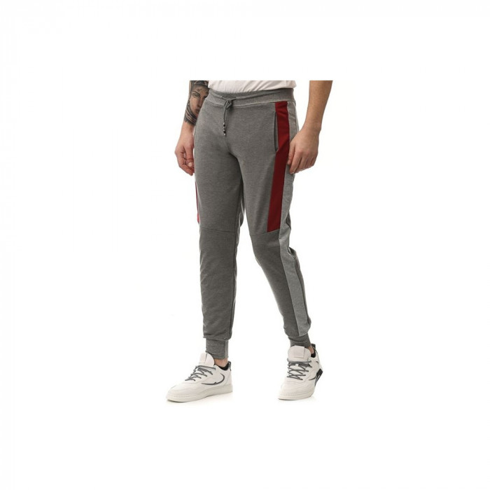 Pantaloni Sport De Barbati Edon Gri Cu Rosu