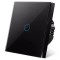 Intrerupator touch cap scara, cap cruce iUni 1F, Sticla securizata, LED, Negru