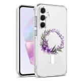 Husa pentru samsung galaxy a55 5g, atasare magnetica, magsafe, pink wreath 10, clear