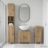 Cumpara ieftin Set de cabinet pentru baie cu 3 piese ALKMAAR Stejar Artizanal