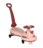 Masinuta LED Swing FIX S1 ride-on cu maner, balans si lumina LED, roz pentru copii