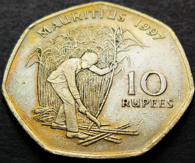 Moneda exotica 10 RUPII - MAURITIUS, anul 1997 *cod 1970 foto