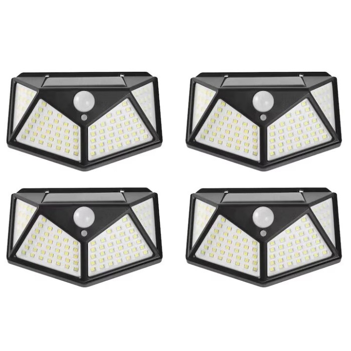 Set 4 Lampi solare de exterior 100 LED-uri Neco, senzor de miscare si lumina, 2200mAh