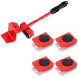 Set Mutare Mobilă Liftrollers, Roșu, 4 Roti, Ridicare 350mm, Capacitate 150kg, Elevator Mobilier