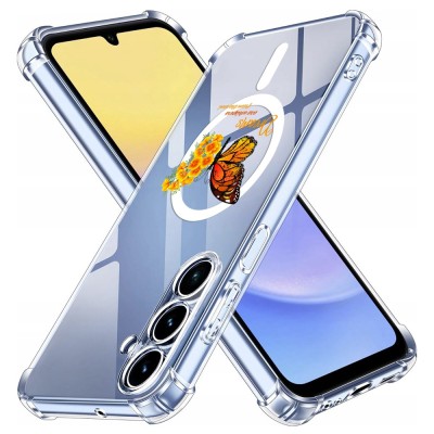 Husa antisoc pentru samsung galaxy a15 - airbag magsafe, col&amp;Egrave;uri ranforsate- butterfly galben foto