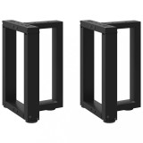 VidaXL Picioare pentru măsuță de cafea &icirc;n formă de T, 2 buc., negru, 28x25x(42-43) cm, oțel