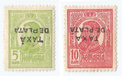 Romania, LP IV.11/1918, Carol I Tipo., supr. rasturnat TAXA DE PLATA, MNH/NG foto