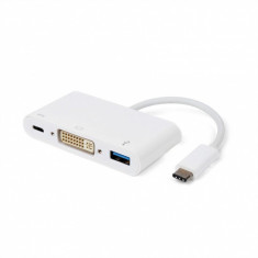 Adaptor USB 3.1 tip C la 1 x DVI, 1 x USB 3.0, 1 x conector alimentare (PD) T-M, Roline 12.02.1130