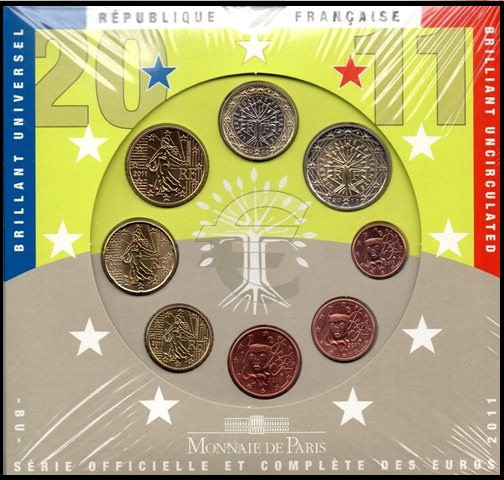 FRANTA 2011 - Set monetarie 1 cent-2 euro - FOLDER/ BU / sigilat