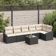 vidaXL Set de canapele pentru grădină 7 pcs Negru Rattan poli 3346747