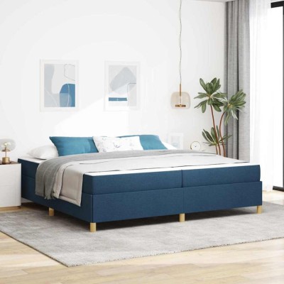 vidaXL Pat cu arcuri Albastru și Albastru &amp;icirc;nchis și Alb 200 x 200 cm 3398968 foto