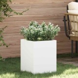 VidaXL Vază pentru Grădină Alb 32 x 32 x 40 cm Oțel laminat la rece