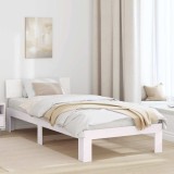 VidaXL Cadru de pat cu spătar alb 90x190 cm din lemn masiv de pin