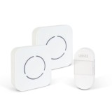 Cumpara ieftin Sonerie fara fir Kinetic (fara baterii) &ndash; 1 buton + 2 receptoare &ndash; Alb LED albastru Best CarHome