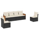 Cumpara ieftin Set mobilier de gradina cu perne, 6 piese, negru, poliratan