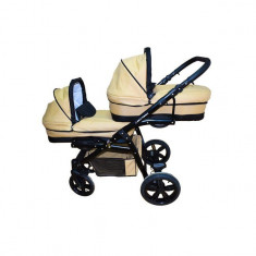 Carucior gemeni PJ Stroller Lux 3 in 1 Cafe Creme foto