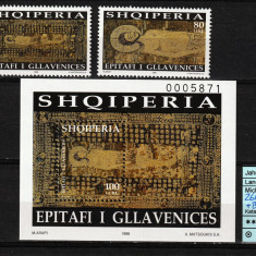 Albania, 1998 | Acoperământ Altar - Epitaf Gllavenica | Serie + coliţă MNH | aph