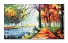 Tablou peisaj din natura pictat manual, Oaza de liniste, 100x60cm ulei pe panza in cutit efect 3D, Spectaculos
