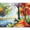 Tablou peisaj din natura pictat manual, Oaza de liniste, 100x60cm ulei pe panza in cutit efect 3D, Spectaculos