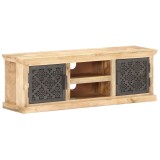 Cumpara ieftin Comoda TV, usi de otel, 120 x 30 x 40 cm, lemn masiv de mango
