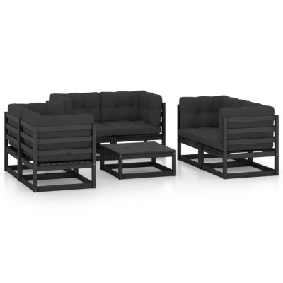 Set mobilier gradina cu perne, 7 piese, lemn masiv pin foto