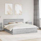 vidaXL Cadru de pat cu headboard Gri Sonoma 200 x 200 cm Lemn compozit 3408639