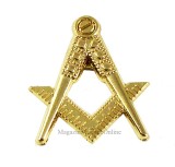 Pin Masonic Echer ?i Compas f?r? Litera G &ndash; Auriu &ndash; 18 mm &ndash; Aliaj Placat cu Aur &ndash; Detalii Excep?ionale