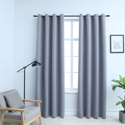 vidaXL Draperii opace cu inele metalice, 2 buc., gri, 140 x 225 cm 134427 foto