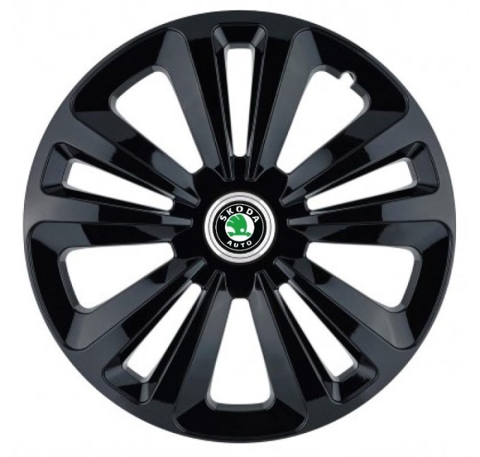 Set 4 Capace Roti, potrivite jantelor de R15, pentru Skoda, model terra negru