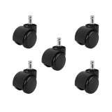 Cumpara ieftin Set 5 Role Scaun Birou Depox, PVC, Negru, Diametru 5cm, Sarcina Max 130kg, Roti Plastic Universale